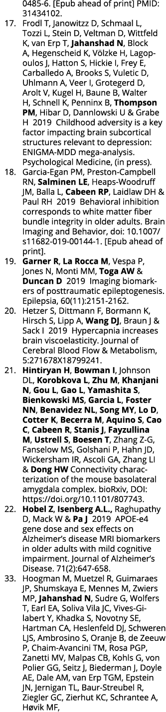 0485-6   Epub ahead of print  PMID: 31434102  17  Frodl T, Janowitzz D, Schmaal L, Tozzi L, Stein D, Veltman D, Wittf   
