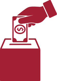 Hand Putting money In Box Vector Icon, Donation concept 