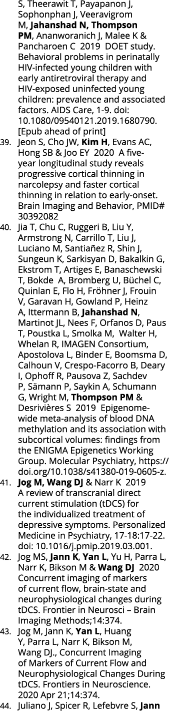 S, Theerawit T, Payapanon J, Sophonphan J, Veeravigrom M, Jahanshad N, Thompson PM, Ananworanich J, Malee K & Panchar   