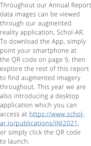 Throughout our Annual Report data images can be viewed through our augmented reality application, Schol-AR  To downlo   