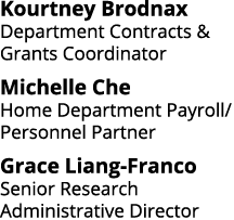 Kourtney Brodnax Department Contracts & Grants Coordinator Michelle Che Home Department Payroll Personnel Partner Gra   
