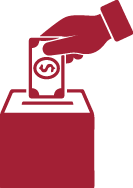 Hand Putting money In Box Vector Icon, Donation concept 