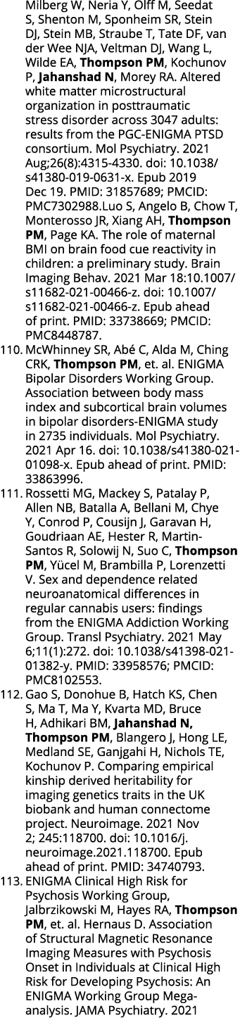 Milberg W, Neria Y, Olff M, Seedat S, Shenton M, Sponheim SR, Stein DJ, Stein MB, Straube T, Tate DF, van der Wee NJA   