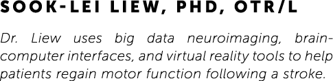 Sook-Lei Liew, PhD, OTR/L Dr. Liew uses big data neuroimaging, brain-computer interfaces, and virtual reality tools t...