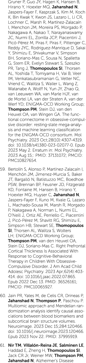 Gruner P, Guo JY, Hagen K, Hansen B, Hirano Y, Hoexter MQ, Jahanshad N, Jaspers-Fayer F, Kasprzak S, Kim M, Koch K, B...